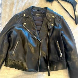 Mackage real leather jacket with silver hardware and a removable faux fur collar